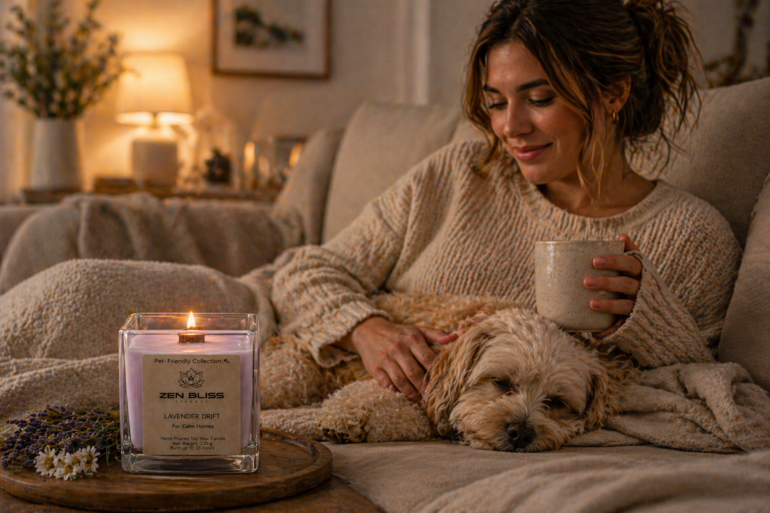 🐾LAVENDER DRIFT — Pet-Friendly Home Organic Candle- ZenBlissEssence, UK, £19.99