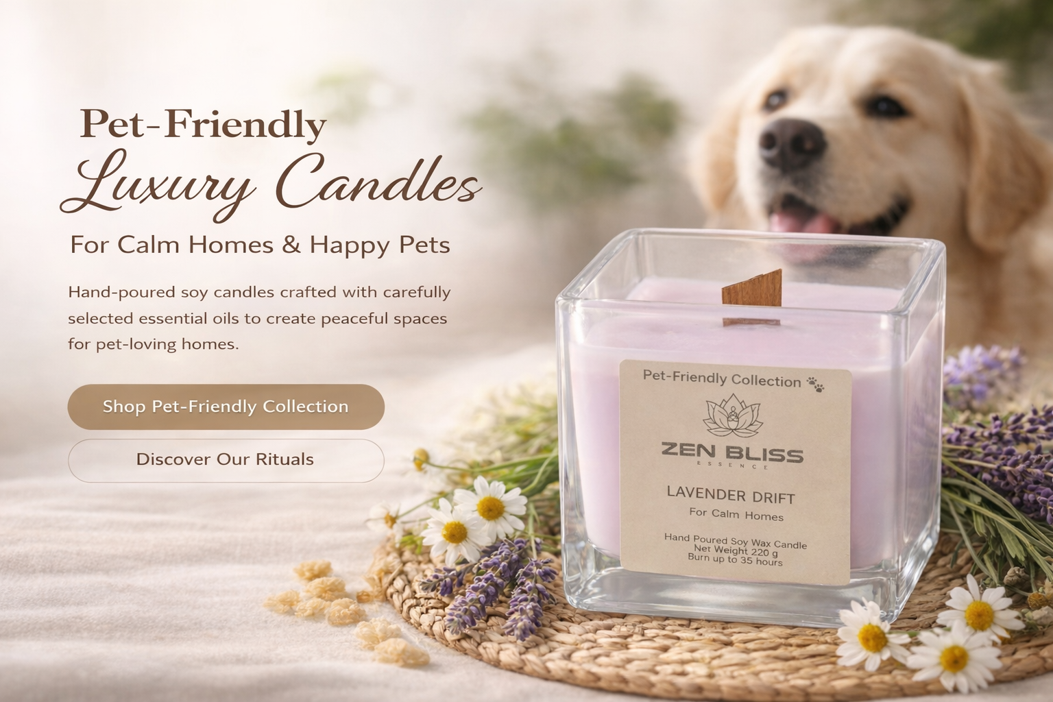 🐾LAVENDER DRIFT — Pet-Friendly Home Organic Candle- ZenBlissEssence, UK, £19.99