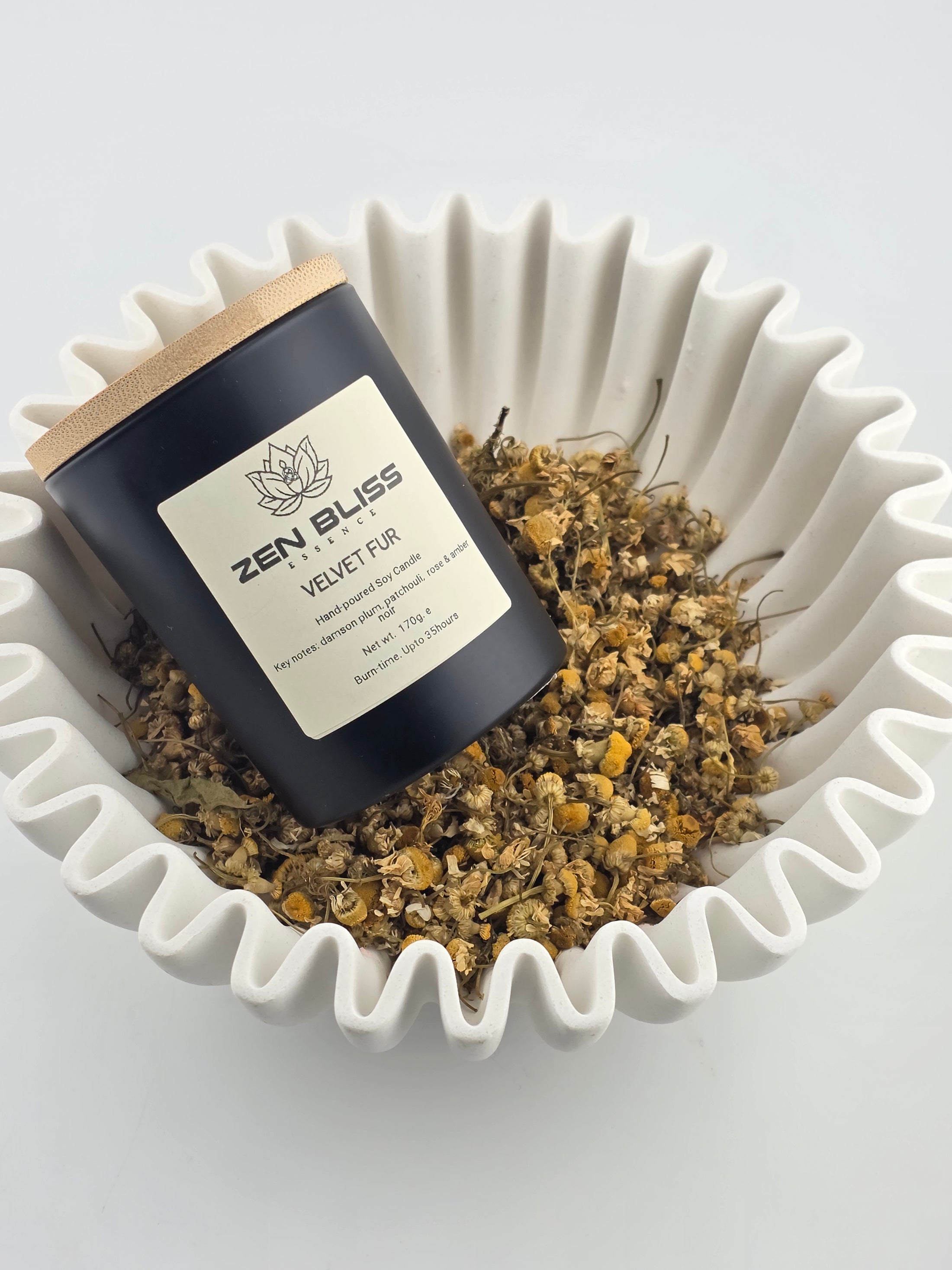 Velvet Fur (Damson Plum, Rose, Patchouli & Amber Noir hand-poured soy candle, ZenBlissEssence