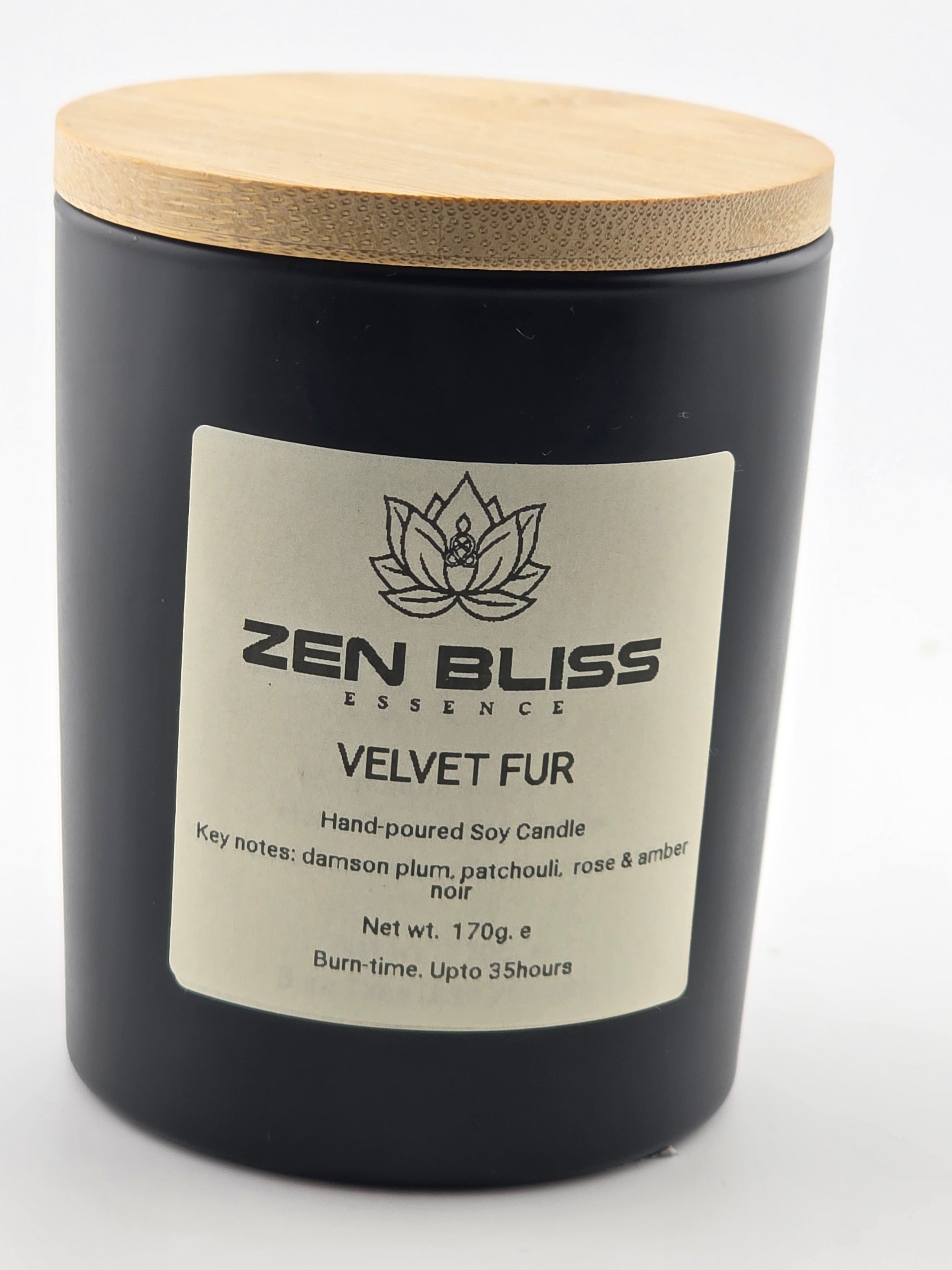 Velvet Fur (Damson Plum, Rose, Patchouli & Amber Noir hand-poured soy candle, ZenBlissEssence