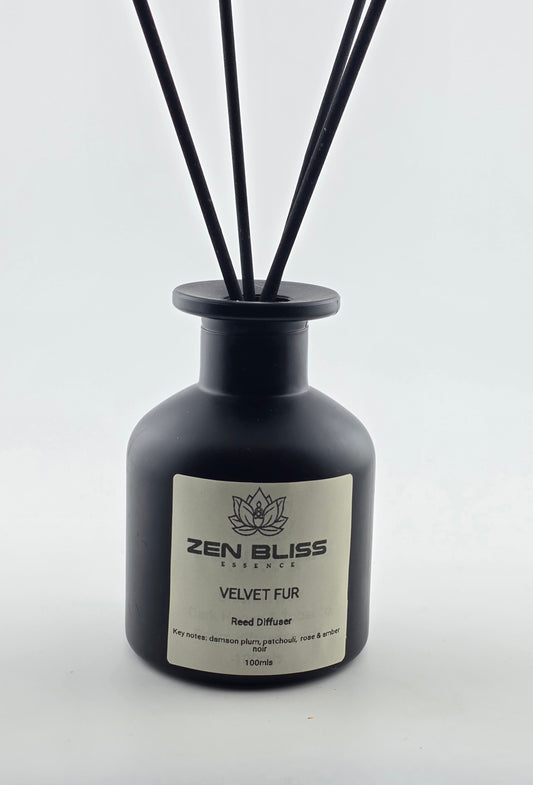 Velvet Fur Reed Diffuser 100ml | Damson Plum, Rose &amp; Amber | ZenBlissEssence